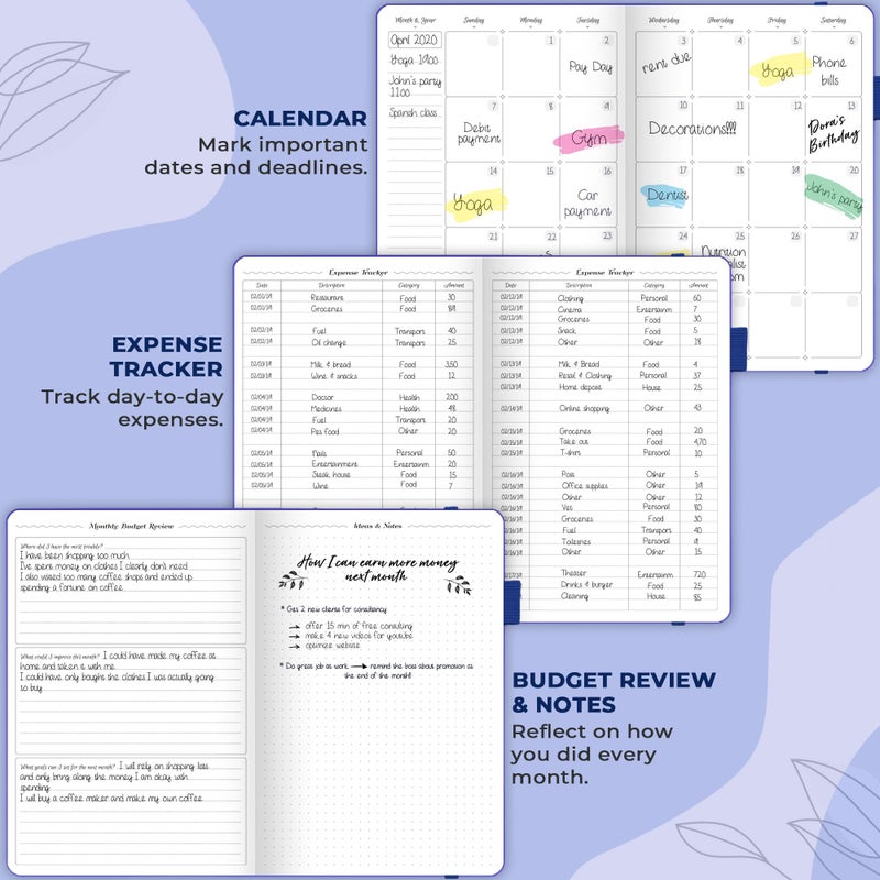 GoGirl Budget Planner â€“ Monthly Financial Planner Organizer Budget Book. Expense Tracker Notebook Journal to Control Money, A5 (Royal Blue) - Image 4